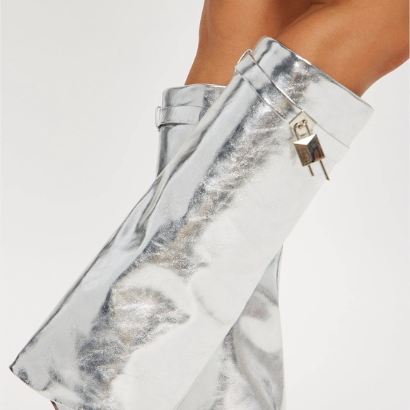 Fashion Nova Shoes - Fashion Nova Silver Heeled Boots